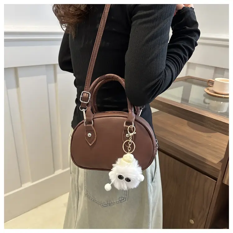 Cute White Pom Pom Shoulder Bag for Women — feature 13
