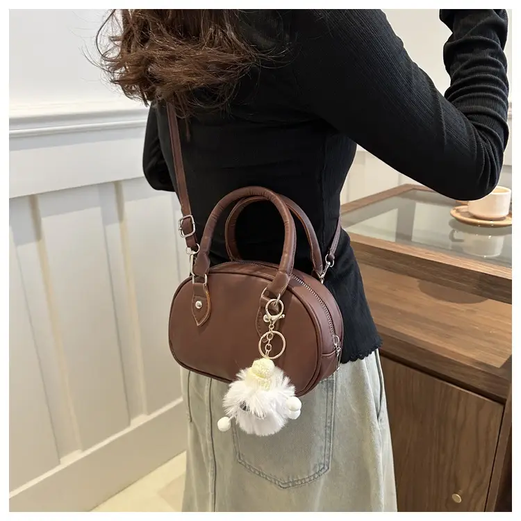 Cute White Pom Pom Shoulder Bag for Women — feature 14