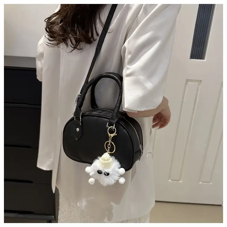 Cute White Pom Pom Shoulder Bag for Women — feature 19