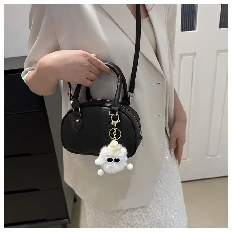 Cute White Pom Pom Shoulder Bag for Women — feature 20