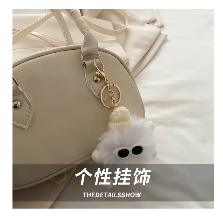 Cute White Pom Pom Shoulder Bag for Women — feature 7