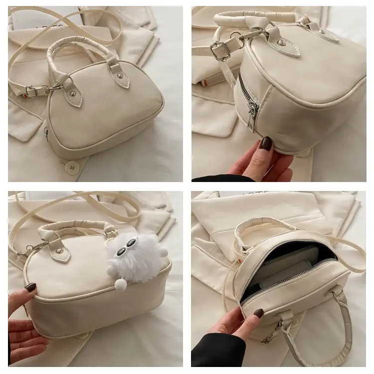 Cute White Pom Pom Shoulder Bag for Women — feature 9