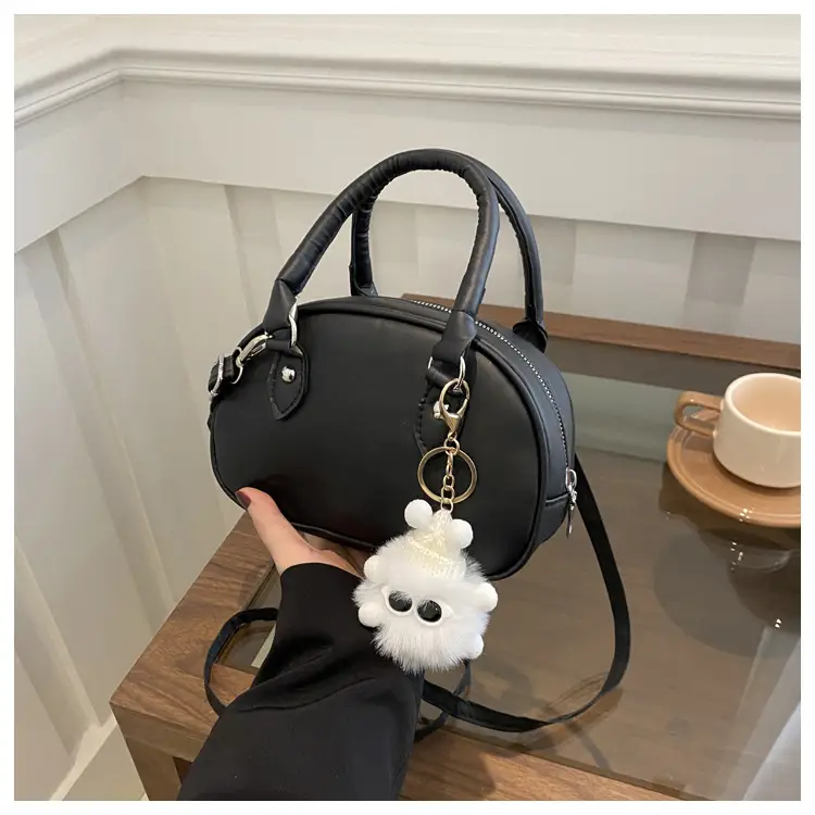 Cute White Pom Pom Shoulder Bag for Women