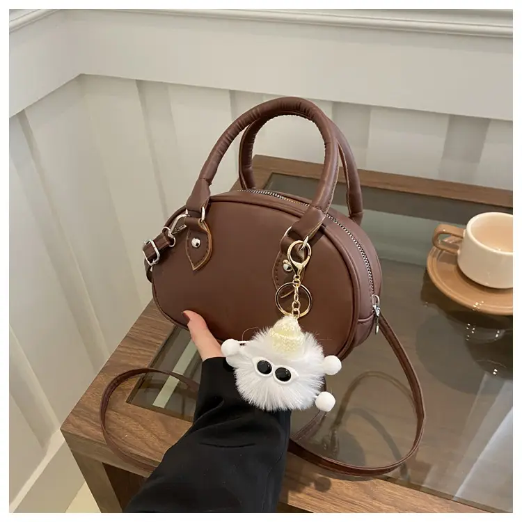 Cute White Pom Pom Shoulder Bag for Women