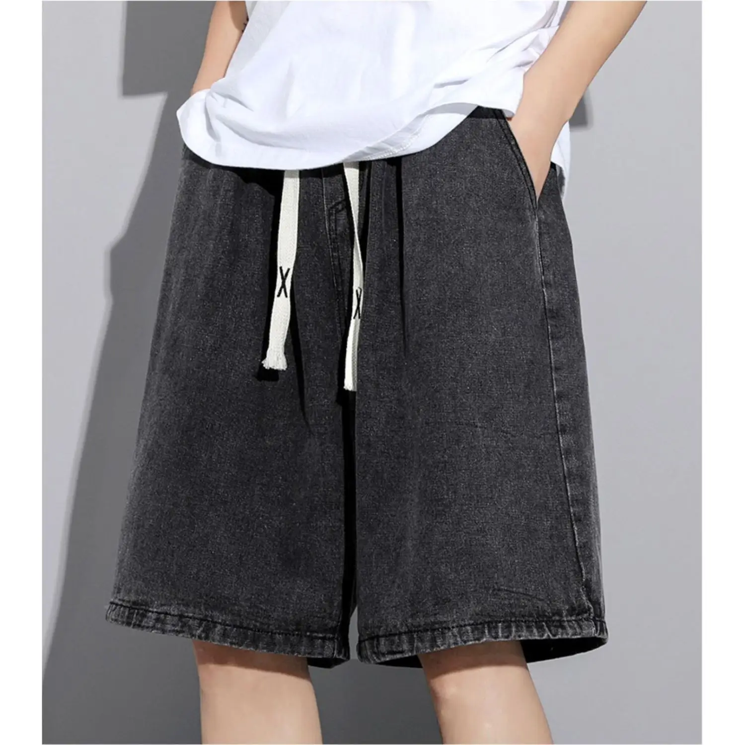 Men's American Style Denim Shorts Mid-Length Washed - Image 15