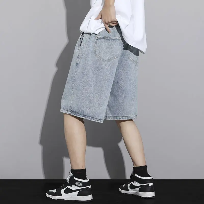 Men's American Style Denim Shorts Mid-Length Washed — feature 15