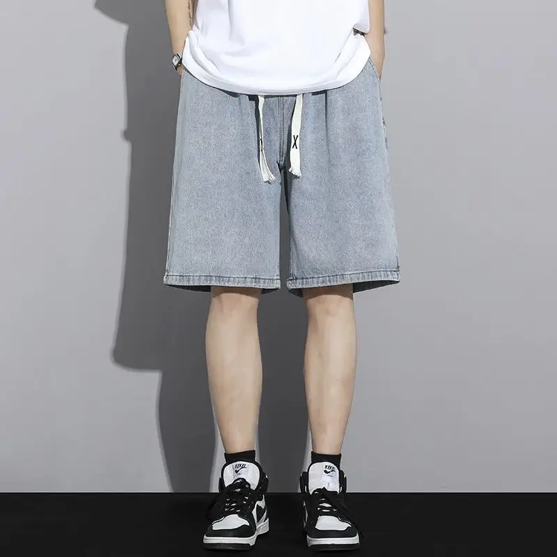 Men's American Style Denim Shorts Mid-Length Washed - Image 2