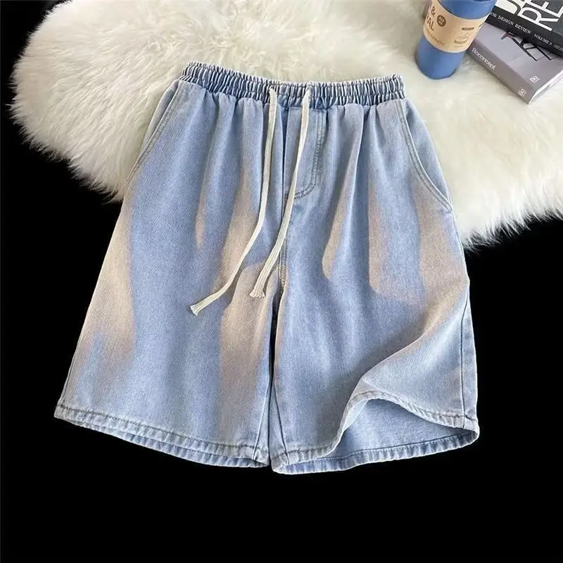 Men's American Style Denim Shorts Mid-Length Washed - Image 8