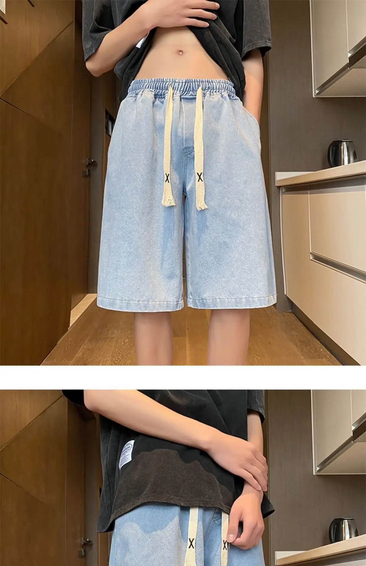 Men Japanese Washed Shorts Straight Leg Non-elastic Summer — feature 10