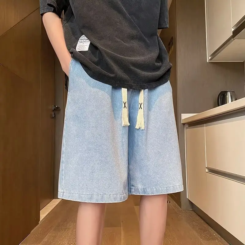 Men Japanese Washed Shorts Straight Leg Non-elastic Summer — feature 5