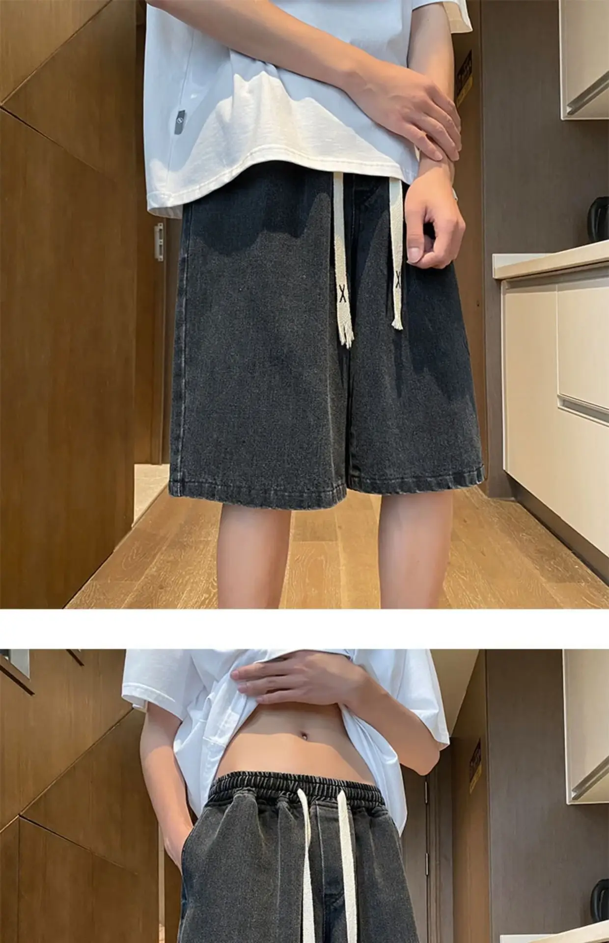 Men Japanese Washed Shorts Straight Leg Non-elastic Summer — feature 8