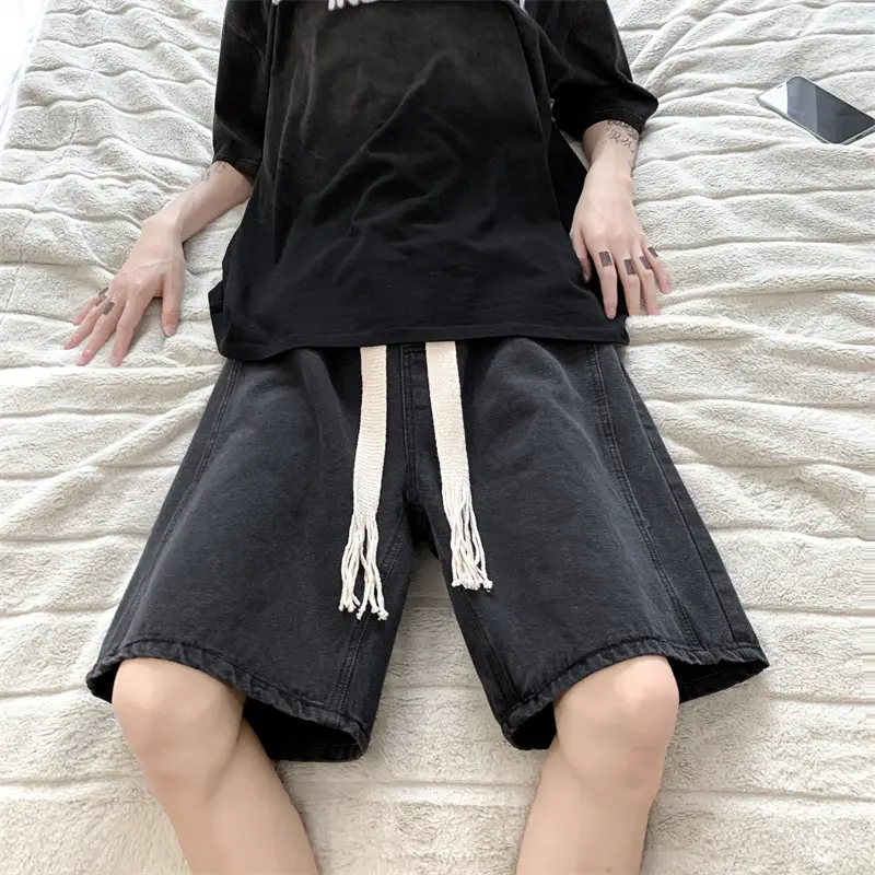 Men Japanese Washed Shorts Straight Leg Non-elastic Summer - Image 5