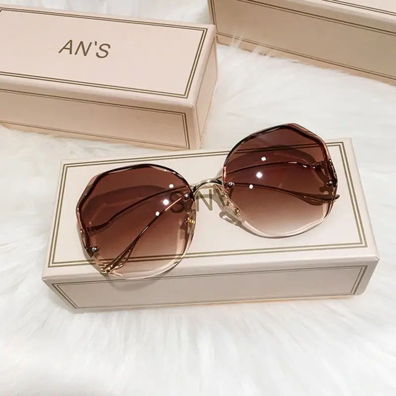 Women's Frameless Metal Sunglasses Multi-deformation Curved Mirror Legs - Image 12