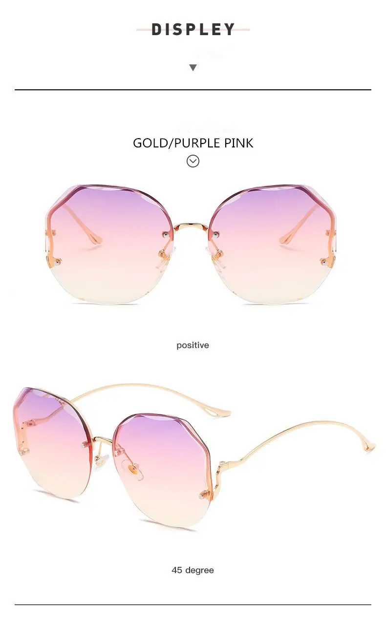 Women's Frameless Metal Sunglasses Multi-deformation Curved Mirror Legs β feature 12