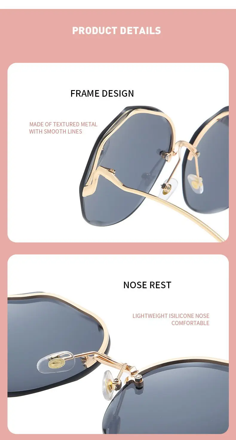 Women's Frameless Metal Sunglasses Multi-deformation Curved Mirror Legs β feature 13