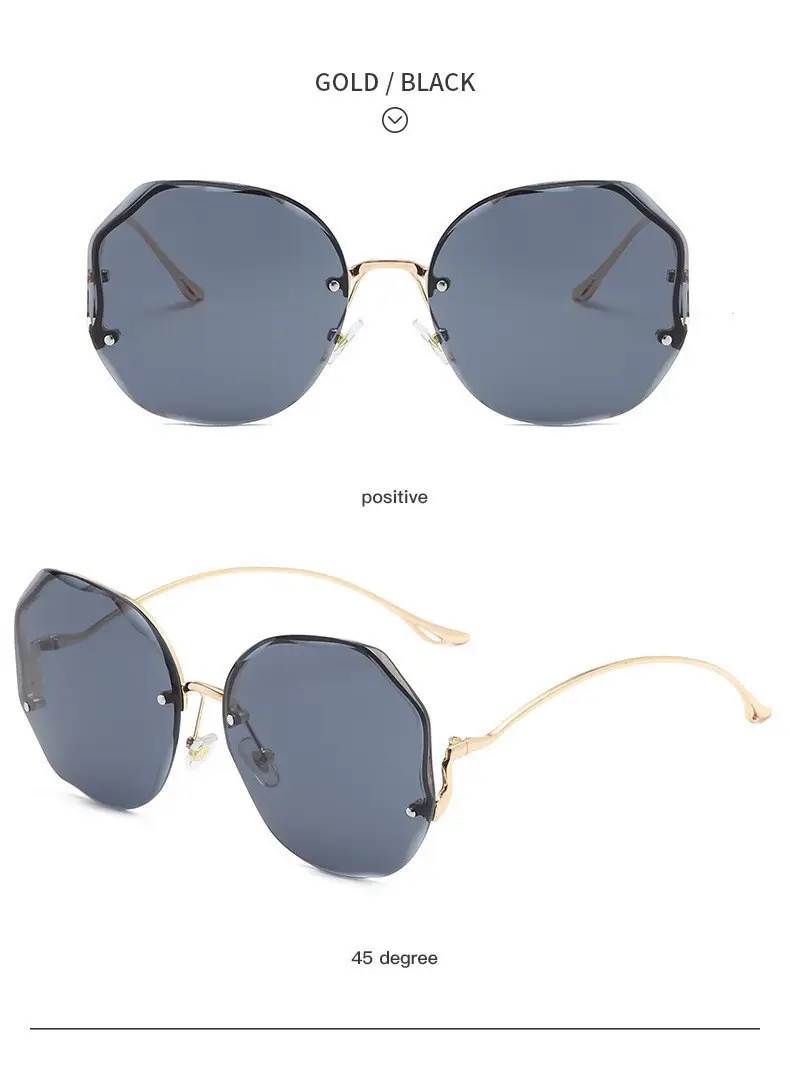 Women's Frameless Metal Sunglasses Multi-deformation Curved Mirror Legs β feature 7