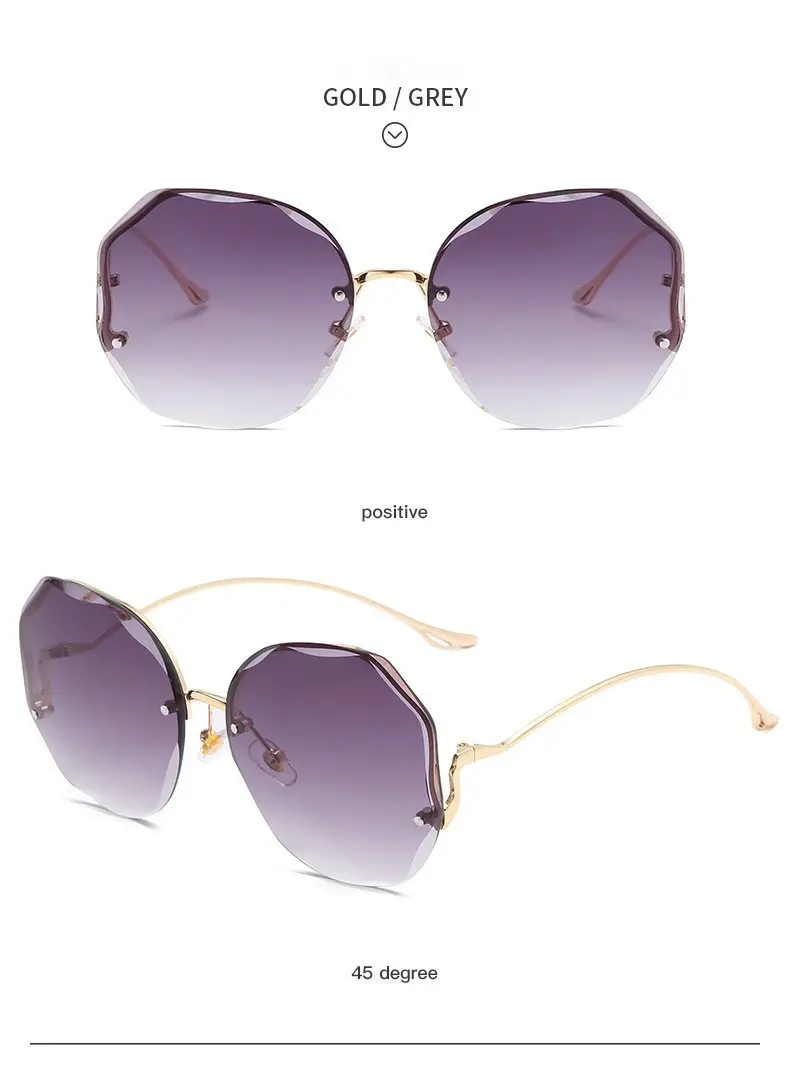 Women's Frameless Metal Sunglasses Multi-deformation Curved Mirror Legs β feature 8