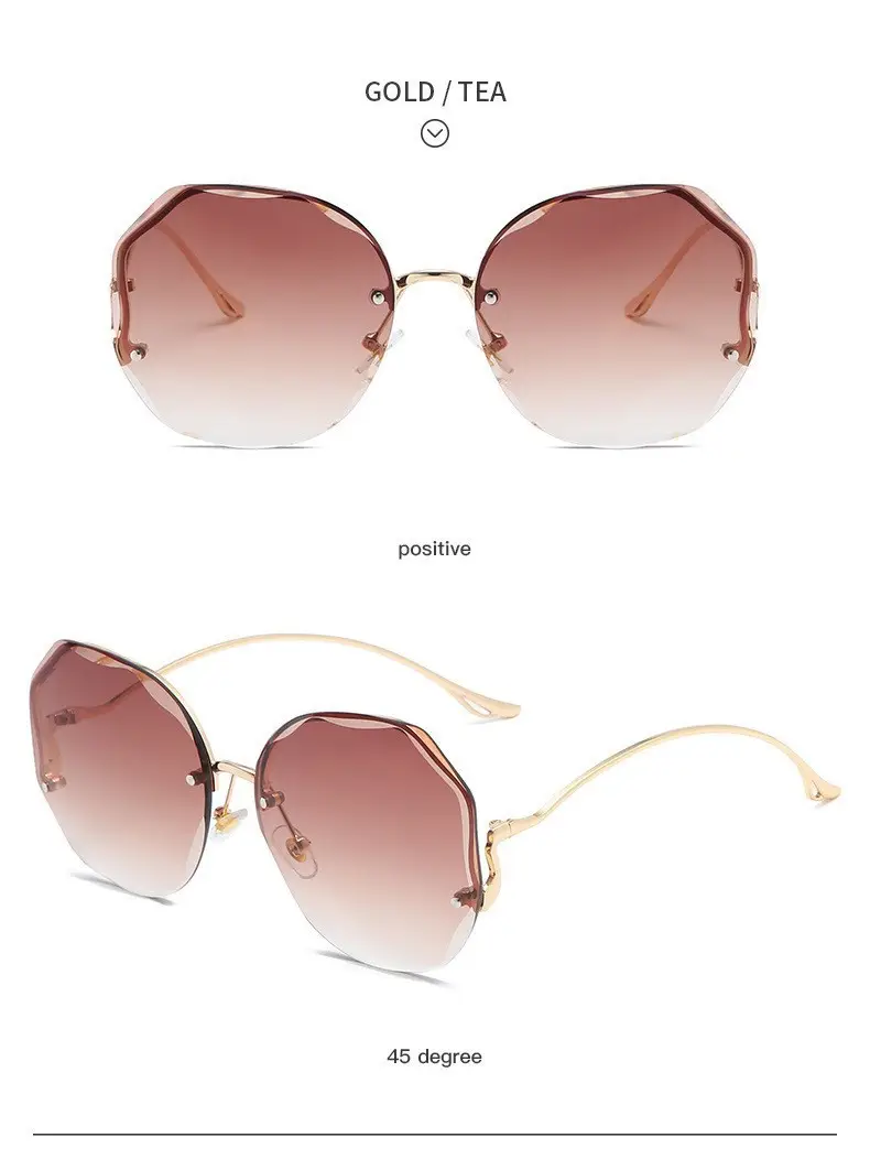 Women's Frameless Metal Sunglasses Multi-deformation Curved Mirror Legs β feature 9