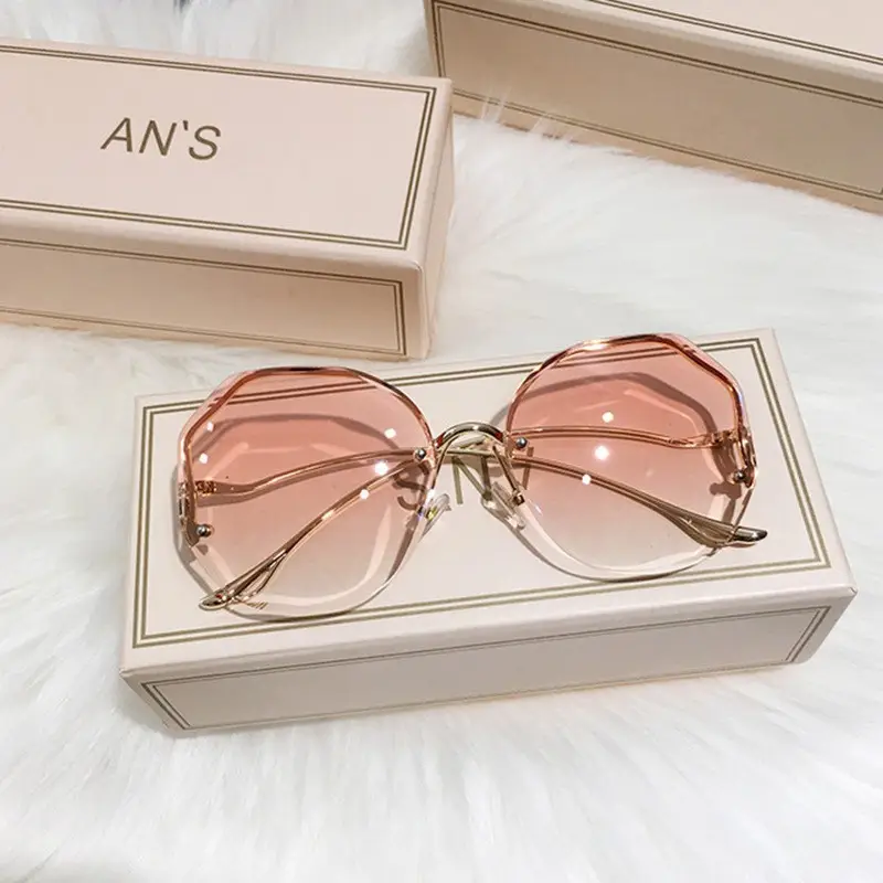 Women's Frameless Metal Sunglasses Multi-deformation Curved Mirror Legs - Image 2