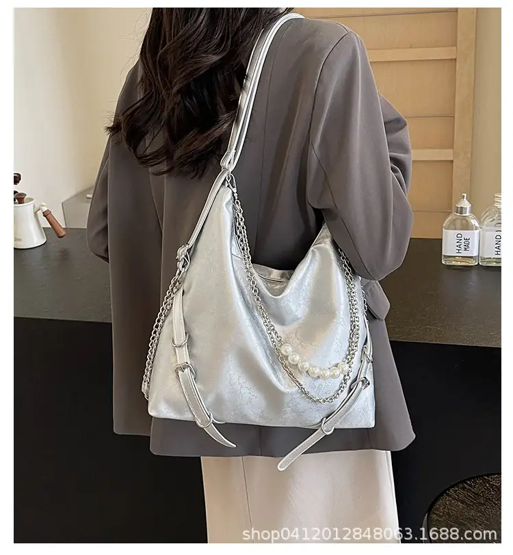 Pink Pearl Chain Shoulder Bag 2024 Large Capacity — feature 1