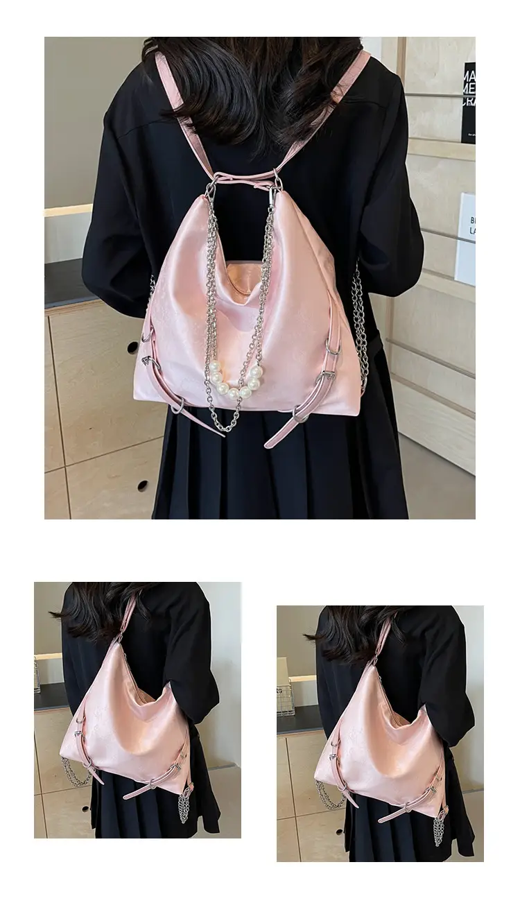 Pink Pearl Chain Shoulder Bag 2024 Large Capacity — feature 10