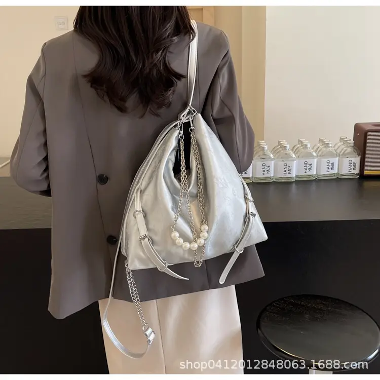 Pink Pearl Chain Shoulder Bag 2024 Large Capacity — feature 13