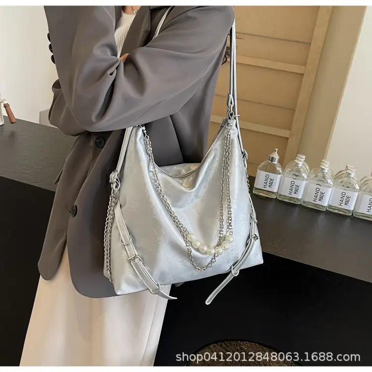 Pink Pearl Chain Shoulder Bag 2024 Large Capacity — feature 15