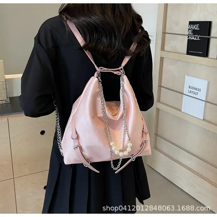 Pink Pearl Chain Shoulder Bag 2024 Large Capacity — feature 22
