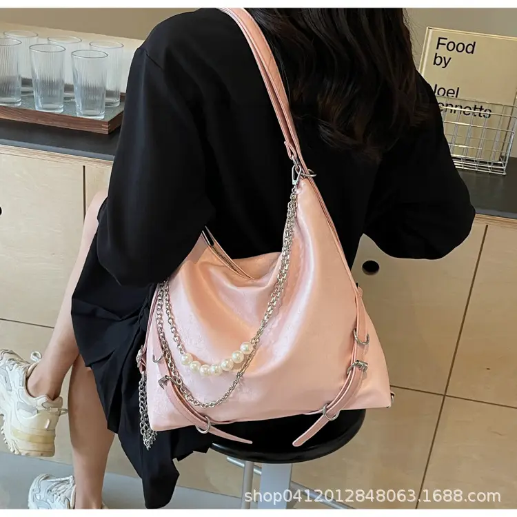 Pink Pearl Chain Shoulder Bag 2024 Large Capacity — feature 23