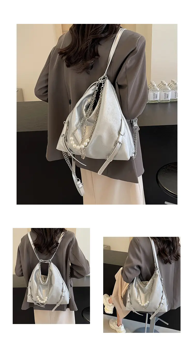 Pink Pearl Chain Shoulder Bag 2024 Large Capacity — feature 9