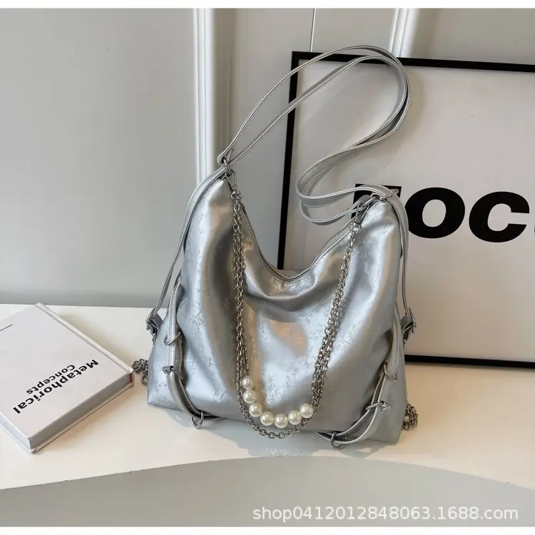Pink Pearl Chain Shoulder Bag 2024 Large Capacity - Image 3