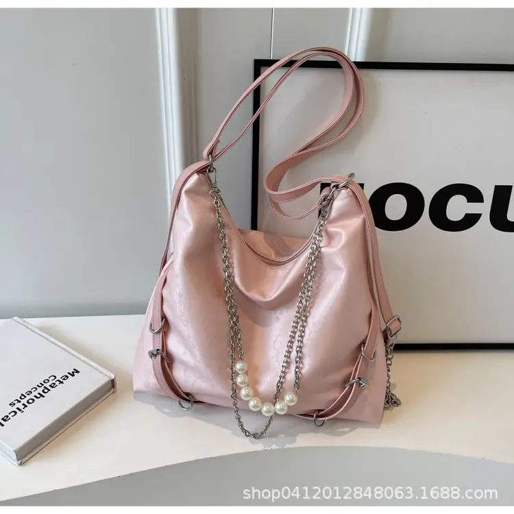 Pink Pearl Chain Shoulder Bag 2024 Large Capacity - Image 4