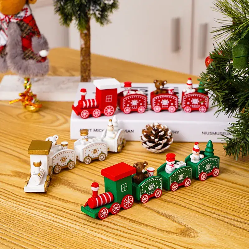 Christmas Wooden Christmas Train Decor for Kids