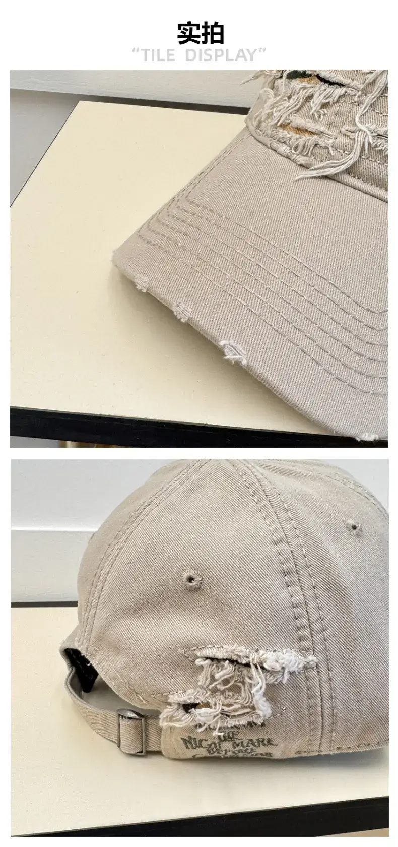 Men Old Ripped Notched Sunshade Cap — feature 5