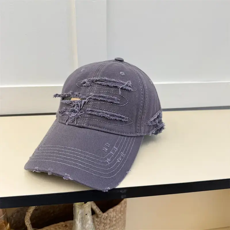 Men Old Ripped Notched Sunshade Cap - Image 4