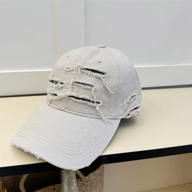 Men Old Ripped Notched Sunshade Cap - Image 7