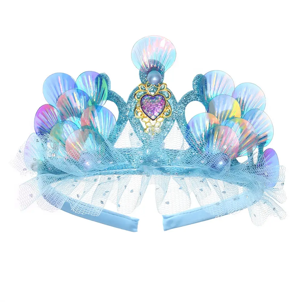 Mermaid Pearl Crown & Necklace Set for Girls