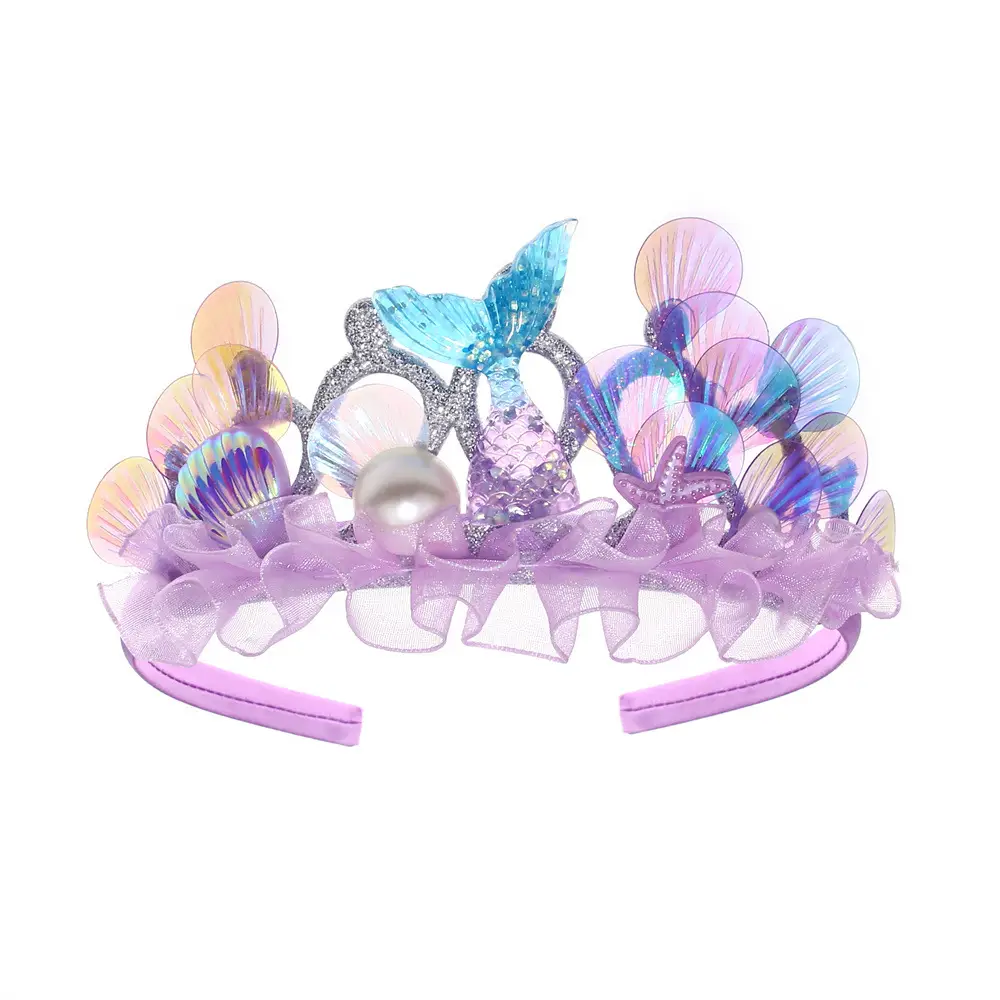 Mermaid Pearl Crown & Necklace Set for Girls