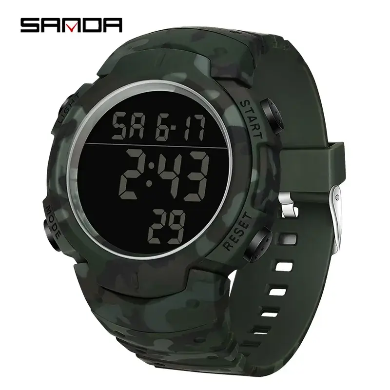 Sanda Men's Tactical Camouflage Digital Watch Waterproof Large Dial - Image 5