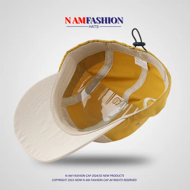 Men's Yellow White Baseball Cap with Duck Tongue Design - Image 10
