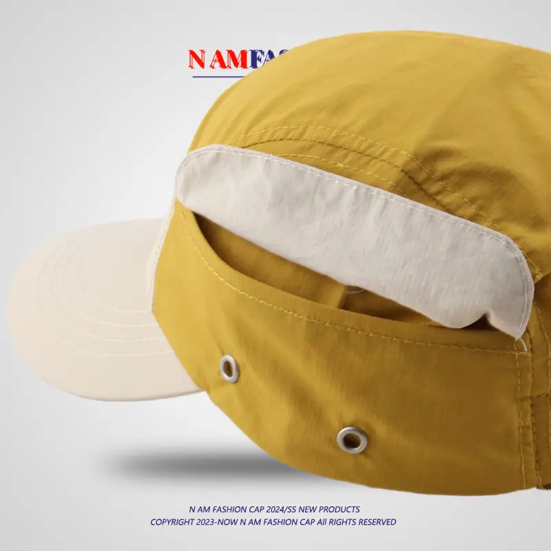 Men's Yellow White Baseball Cap with Duck Tongue Design — feature 13