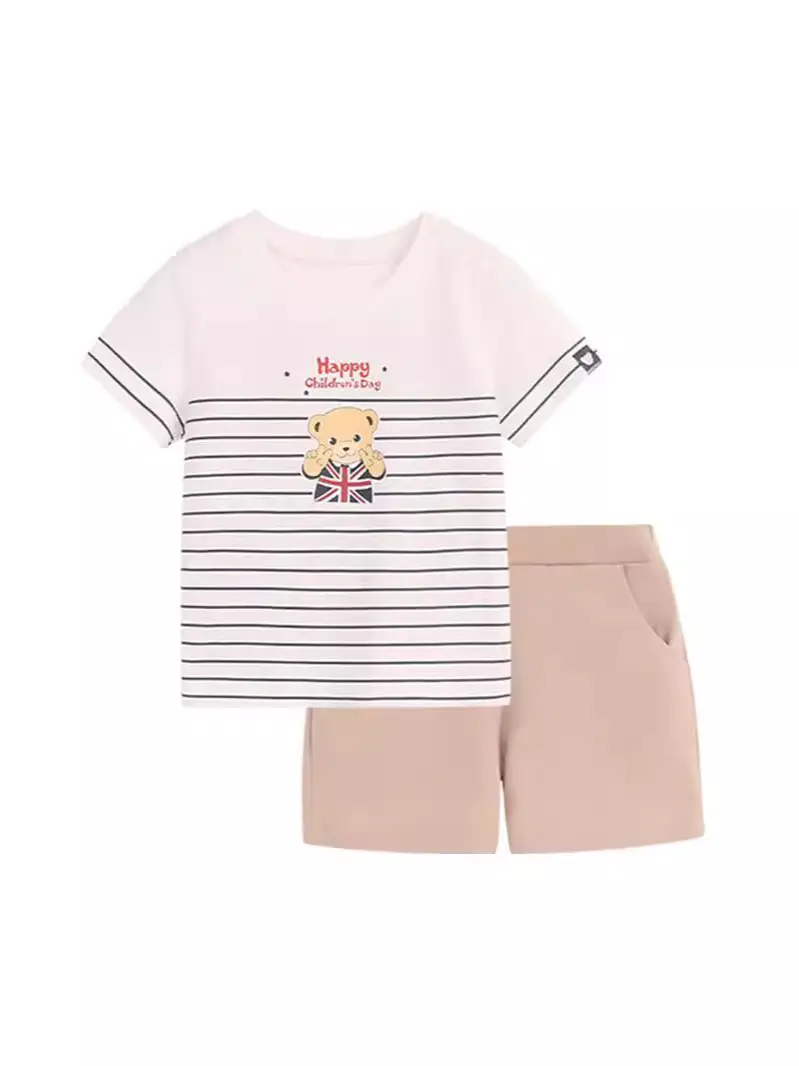 Classic Teddy Short Sleeve Boys Cotton Shorts Set