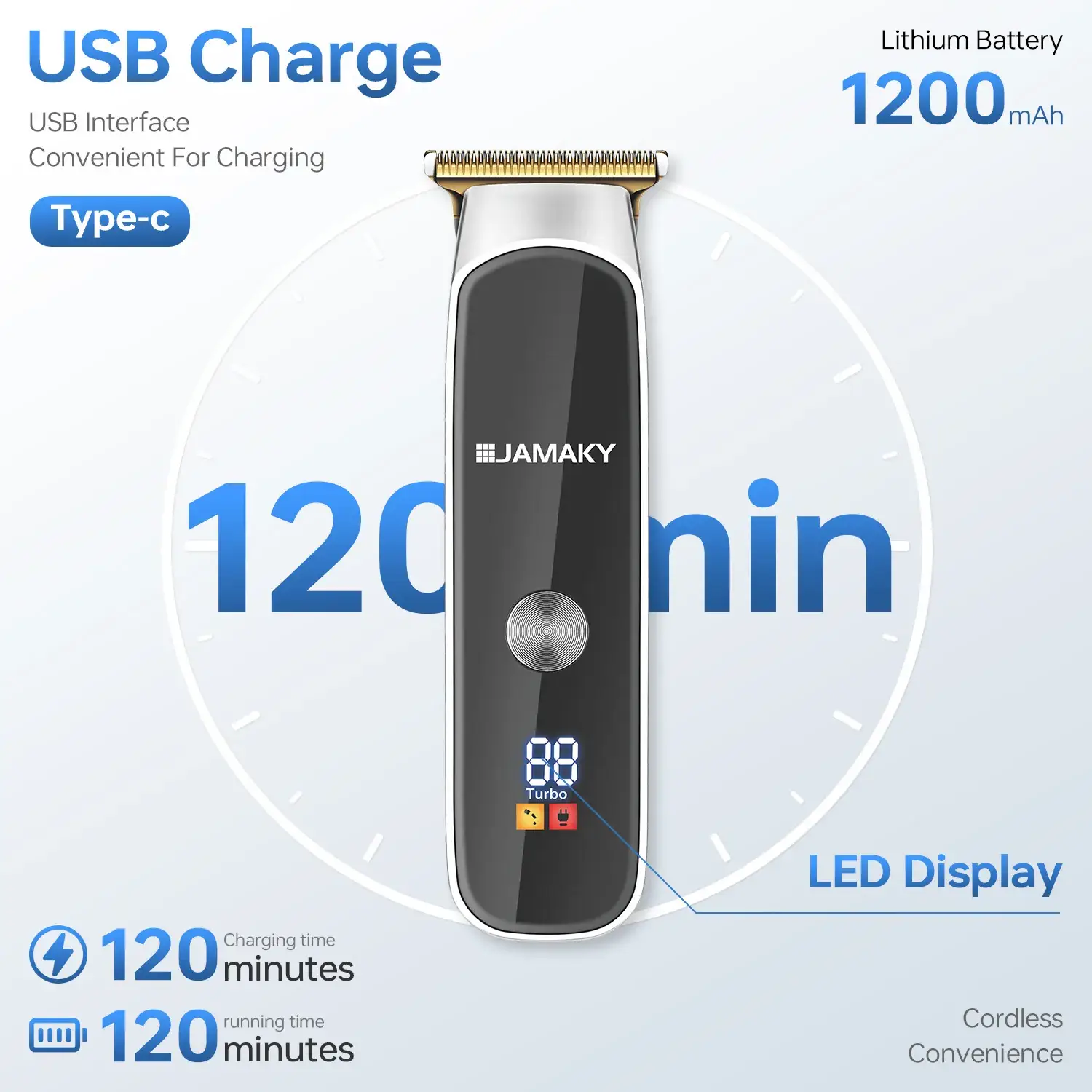 Jamaky 4-Limit Combs Electric Hair Clipper with Digital Display