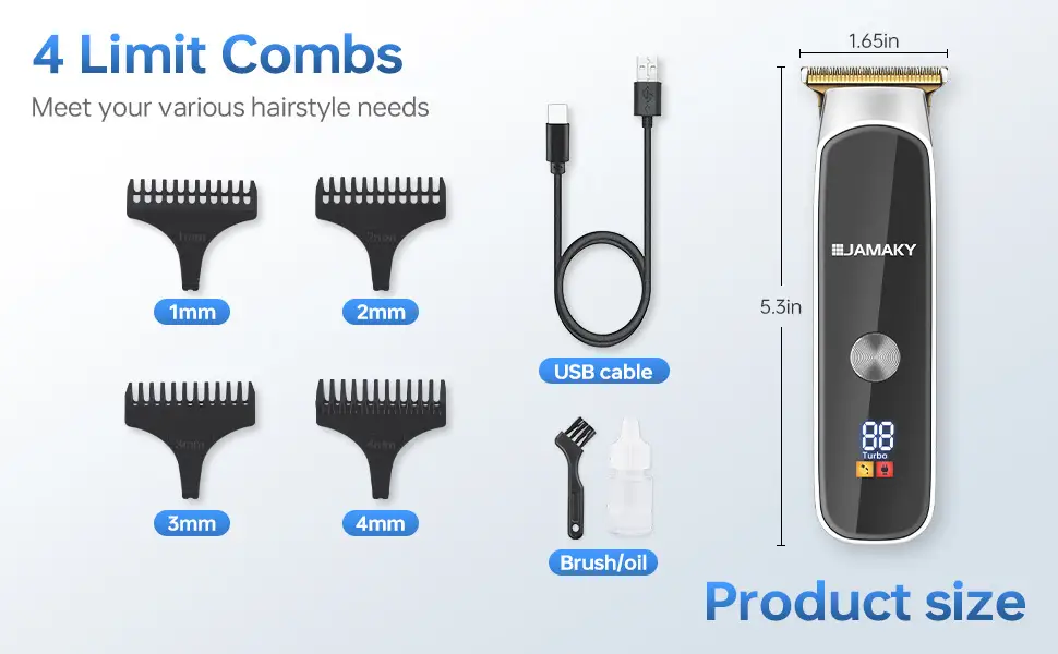 Jamaky 4-Limit Combs Electric Hair Clipper with Digital Display — feature 12