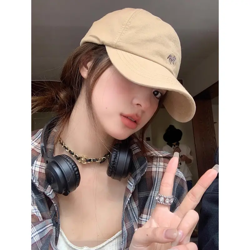 Japanese Embroidered Duckbill Cap for Women Beige - Image 10