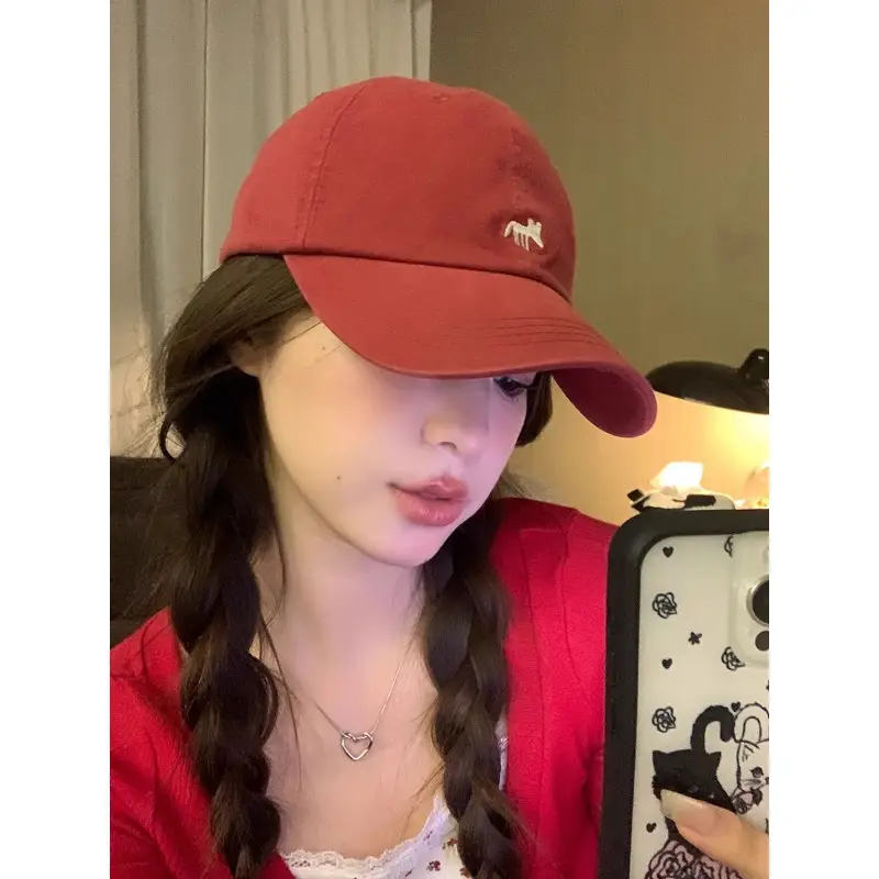 Japanese Embroidered Duckbill Cap for Women Beige - Image 12