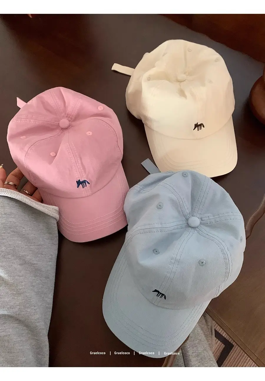 Japanese Embroidered Duckbill Cap for Women Beige — feature 13