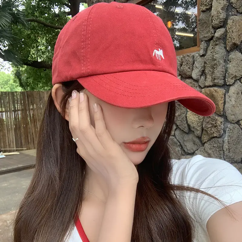 Japanese Embroidered Duckbill Cap for Women Beige - Image 9