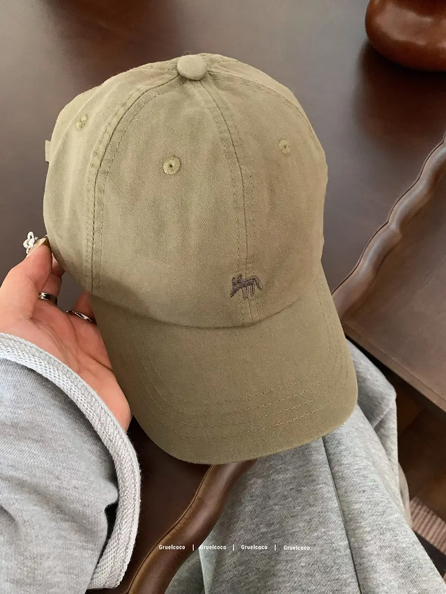 Japanese Embroidered Duckbill Cap for Women Beige - Image 2