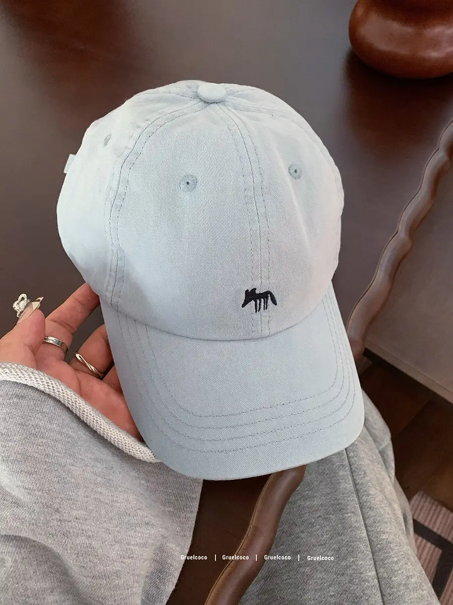Japanese Embroidered Duckbill Cap for Women Beige - Image 4